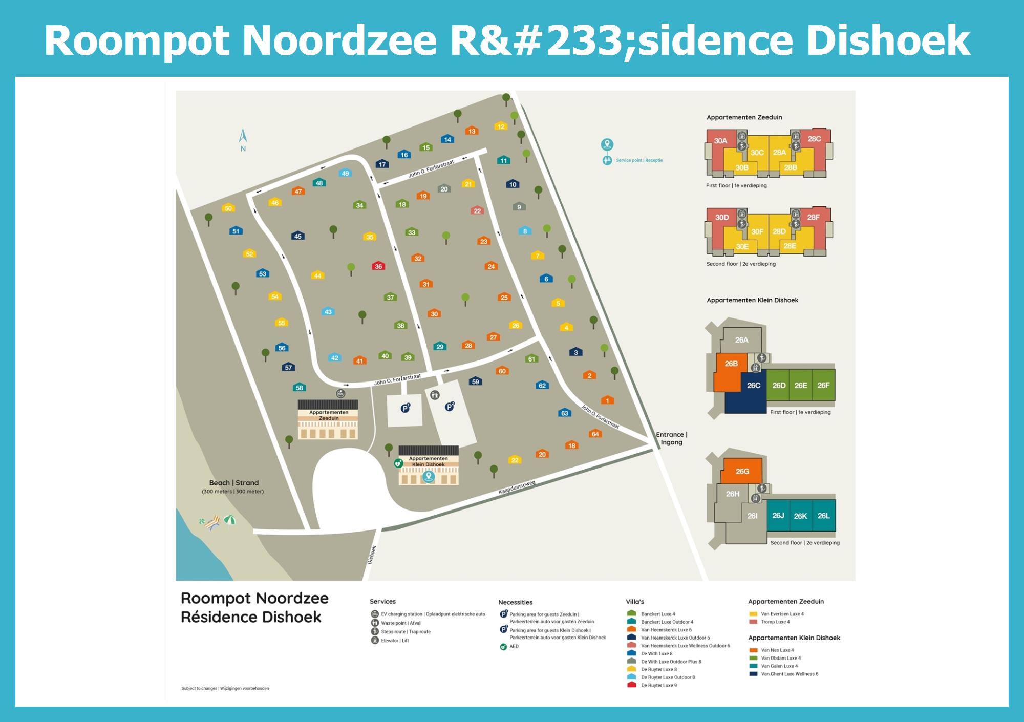 Map Roompot Noordzee Résidence Dishoek